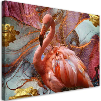 Produktbild von Leinwandbild Rosa Flamingo Abstraktion 100x70 Feeby Rosa bild für die wand bereit zum aufhängen