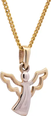 Produktbild von Gold Anhänger Engel  mit Goldkette  333-8 Karat Gold rhodiniert 60 cm