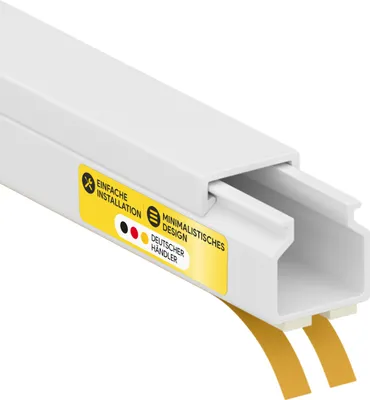 Produktbild von Kabelkanal aus hochwertigem PVC weiß Selbstklebend 2m - 1 Stück - 12x12mm