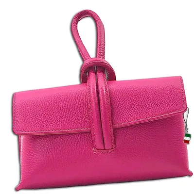 Image de Sac de soirée pour femme Florence, sac à bandoulière en cuir, fuchsia/rose, dimensions 6 x 23 x 13 cm, OTF834P