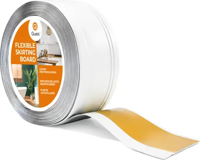 Immagine prodotto di Battiscopa autoadesivo QUEST in PVC, modanatura decorativa flessibile DEKOR, 70x20 mm, bianco, 70x20 mm, 25 m