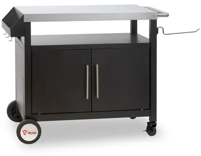 Immagine prodotto di Carrello barbecue - Tavolo da griglia - 103,5 x 59 x 81 cm - Argento e nero - Carrello di servizio