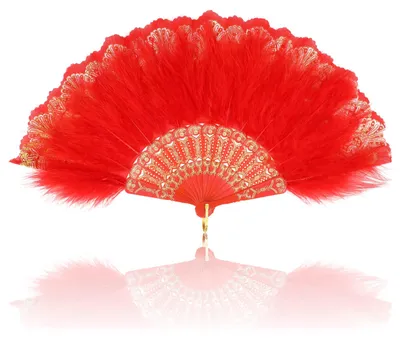 Productafbeelding van Vouwbare vintage handfaan met bloemenmotief - Rood