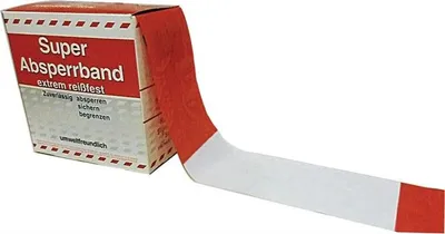 Produktbild von Kelmaplast Absperrband 100 m-Rolle rot/weiß geblockt