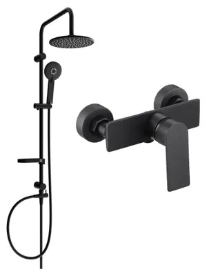 Image de Mexen Carl ensemble de douche apparent avec pommeau et robinet de douche Alexa, noir - 71240240-70