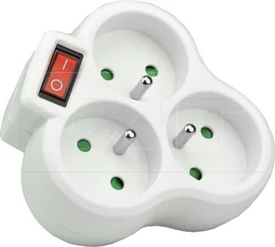 Productafbeelding van Driehoekige rozet 3x rond SOLIGHT met kinderbeveiliging en schakelaar - Wit - 8592718020361