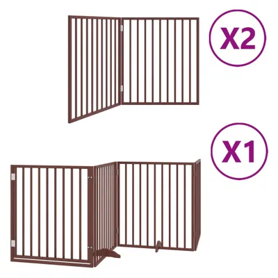 Zdjęcie produktu dla vidaXL 8-częściowa bramka dla psa z drzwiczkami Składana Brązowa 640 cm Drewno topolowe