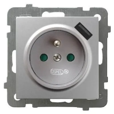 Produktbild von Ospel GP-1GZPUSB/m/18, Silber, IP20, 16 A, 73 mm, 50 mm, 73 mm