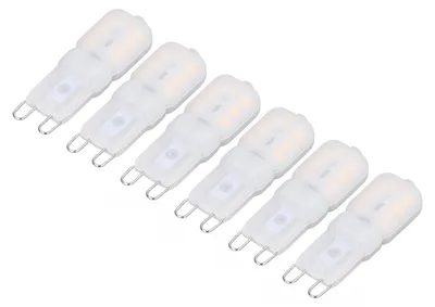 Zdjęcie produktu dla Zestaw 6 żarówek LED G9 o mocy 3 W z regulacją jasności – ciepła biel, 360°, napięcie 110–140 V, energooszczędne, do lamp sufitowych i wiszących