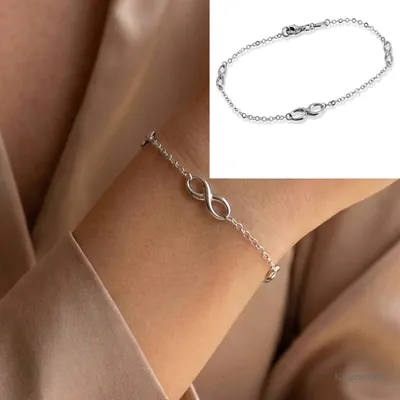 Produktbild von Infinity Armkettchen echt Silber 925 rhodiniert
