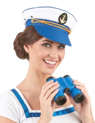 Immagine prodotto di Cappellino da marinaio per donna blu-bianco-oro - taglia unica