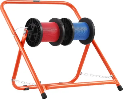 Produktbild von Drahtspulenhalter - Spulen- und Kabelabroller - Stahlrahmen - Faltbar - Tragkraft 45 kg - Für Spulen bis Ø 50 cm - Tragbar