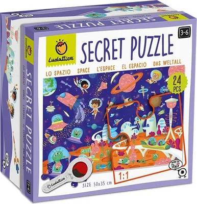 Produktbild von Ludattica Puzzle Weltraum - Lernspielzeug mit Geheimlinse
