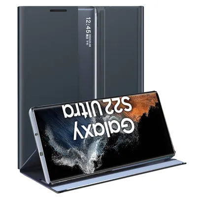 Obrázek produktu pro Samsung Galaxy S33 Ultra Pouzdro, Slim Flip Kožené Pouzdro s Okénkem a Stojánkem pro Galaxy S33 Ultra Námořnická modrá