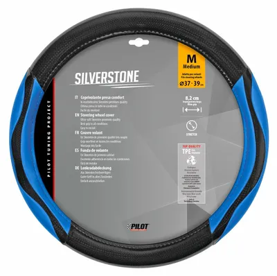 Obrázok produktu pre Silverstone, Poťah volantu Skeentex - M - Ø 37/39 cm - modrý