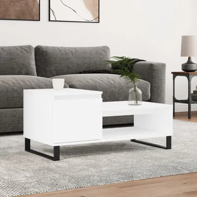 Produktbild von "Rabatt" Couchtisch modern - Wohnzimmertisch - Einfache Montage - Weiß 100x50x45 cm Holzwerkstoff - Kaffeetisch CC22620