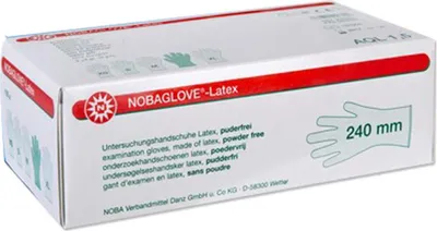 Produktbild von NOBA Nobaglove Latex Handschuhe puderfrei weiß 100 Stück Gr. L