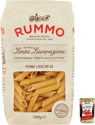 Produktbild von 10x Rummo Penne Lisce N. 59 Hartweizengrieß Pasta Italienische Nudeln 500g Packung + Italian Gourmet Polpa di Pomodoro 400g Dose
