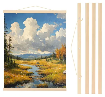 Zdjęcie produktu dla Omgoods - Zestaw 2 sztuk magnetycznych ram do zawieszania plakatów, 50 cm, drewniane, do zdjęć i dzieł sztuki