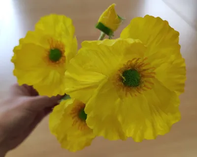 Obrázek produktu pro Vlčí máky,  textilní dekorace, květina žlutá 60cm / 1ks