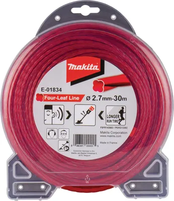 Obrázek produktu pro Řezací drát Makita, tichý (průřez jetelového listu) 2,7 mm - 30 m - červený
