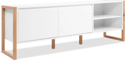 Produktbild von Lowboard >Denver< in weiß / Nachbildung Artisan Oak - 160x55x40cm (BxHxT)