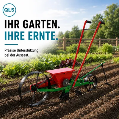 Productafbeelding van QLS handzaaimachine met een zaadreservoir van 2,5 liter, geschikt voor zaden van 2 tot 18 mm. Artikelnummer: 11490