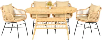 Productafbeelding van Eettafel, 4 stoelen, tuinmeubelset, 5-delig, terras, balkon, luxe design, set