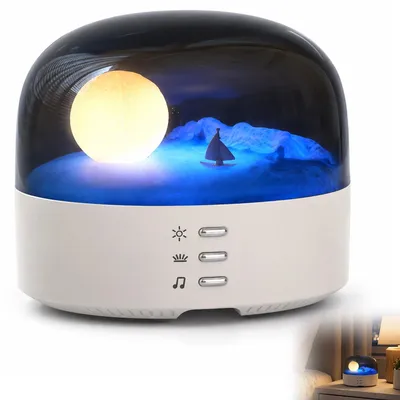 Produktbild von Mondlampe LED Nachtlicht mit Bluetooth Lautsprecher, dimmbares Stimmungslicht mit Akku und USB-C Ladefunktion für Schlafzimmer, Dekoration und Geschenk