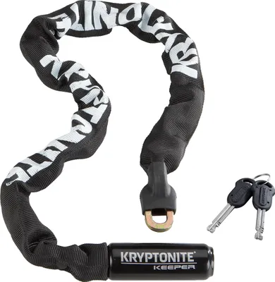 Produktbild von Kryptonite Keeper 785 Integriertes Kettenschloss - 85 cm, Sicherheitsgrad 5/10, Anti-Diebstahl Fahrradschloss, mit 7 mm Stahlkette und 2 Schlüsseln - Schwarz