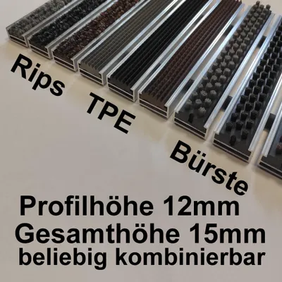 Produktbild von Eingangsmatte mit Rips/TPE | 100 x 80cm | Höhe: 12 mm | Farbe: anthrazit | V2A Rahmen
