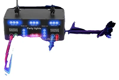 Obrázok produktu pre DJ párty osvetlenie, 15 RGB + UV LED, 6 laserových efektov, 110-240V