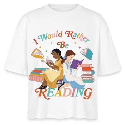 Produktbild von Prinzessin Tiana & Belle Rather Be Reading Boxy Shirt Damen, L, Weiß