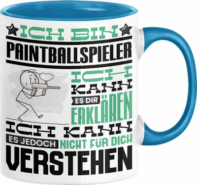 Produktbild von Paintballspieler Geschenk Kaffee-Tasse Geschenkidee für Paintballspieler Ich Bin Paintballspieler Ich Kann Es Dir Erklären Jedoch Nicht Für Dich Verstehen Spruch Lustig (Blau)