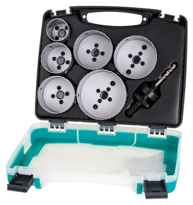 Produktbild von wolfcraft GmbH 5423000, Set, Bohrer, Gipskarton, Nicht-eisenhaltiges Metall, Kunststoff, Sperrholz, Stahl, Holz, Schwarz, Bimetallisch, 4 cm
