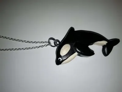 Produktbild von Kette mit Holzanhänger Schwertwal, Ketten Modeschmuck Tiere Tier Orca