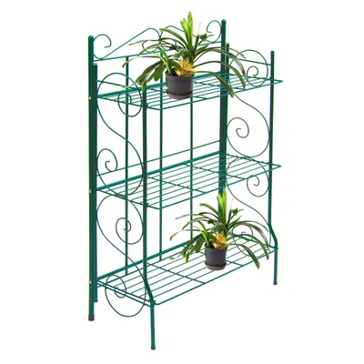 Zdjęcie produktu dla Składany stojak na kwiaty 71x31x107 cm 3 półki Antik, zielony