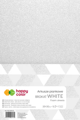 Obrázok produktu pre Happy Color Arkusze piankowe brokatowe A4 białe 5 arkuszy