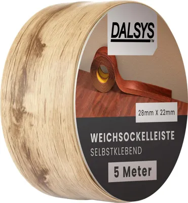 Produktbild von Dalsys Weichsockelleiste selbstklebend Gebleichte Eiche 5m Klebeleiste, Abschlussleiste für Fugen in Wohnbereich, Küche, Bad, aus PVC Kunststoff