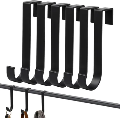 Produktbild von Handtuchhalter Haken aus Aluminium, 6 Stück, schwarz, für Badezimmer und Heizkörper
