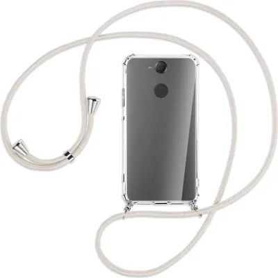 Produktbild von Handykette Backcover-Schutzhülle mit Band (Metall silberfarben) für Sony Xperia XA2 - broken white