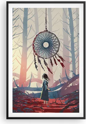 Produktbild von Gerahmtes Poster - Schwarzer Rahmen - Märchen Fänger Träume - 61x91,5 cm - Wand Bild - Wanddeko - Wandbilder - Kunstposter - Wandposter - Bilderrahmen - Bilder - Kunstdruck - P2BPA61x91-4789