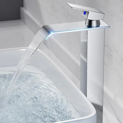 Produktbild von Wasserfall Armatur für Badezimmer, Edelstahl Mischbatterie, Einhebel, Wassersparend, Verchromt, 60 cm