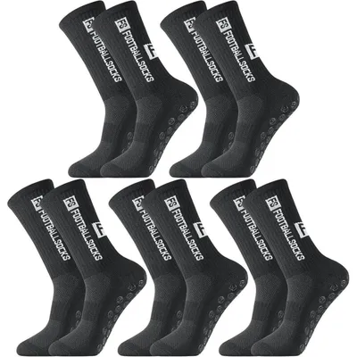 Immagine prodotto di Calzini da calcio, 5 paia, antiscivolo, per sport, adatti sia per uomo che per donna, taglie 39-46, colore nero