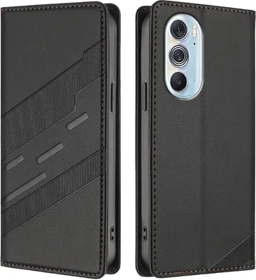 Obrázek produktu pro Pouzdro pro Motorola Edge 30 Pro/Moto Edge +2022,Polyuretankožené peněženkové pouzdro s přihrádkou na karty a funkcí stojánku Schwarz