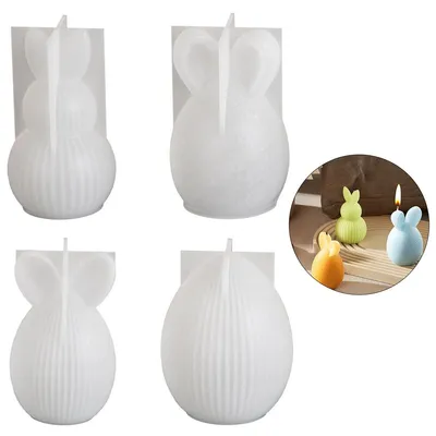 Produktbild von 4 Stück Silikonformen Gießformen,Ostern Silikonform Osterhase Kerzen,Kaninchen Osterei Gießformen Silikon für Frühling für Gips und Sojawachs Gießen