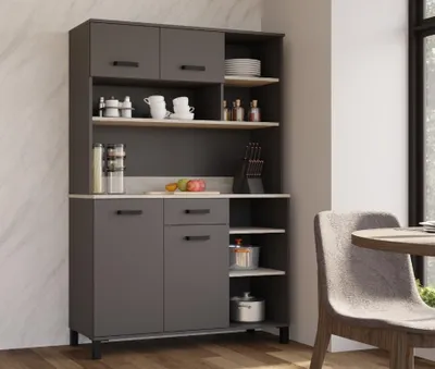 Obrázek produktu pro Kredenc do kuchyně KAIRON - antracit / beton