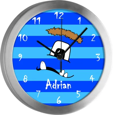Produktbild von Kinderzimmer Funkwanduhr, Funkuhr Wanduhr Kinder, Monster blau 25 cm