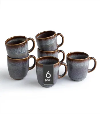 Produktbild von Kaffeetassen - 240 ml - Beige - Grau - Steingut - mit Reaktivglasur - 6er Set