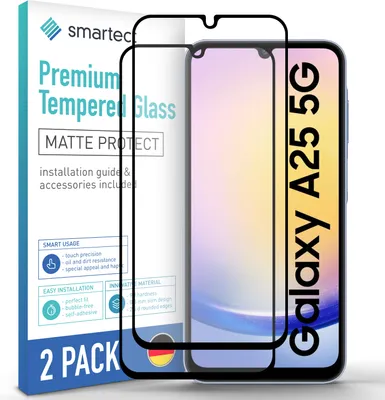 A product package for a screen protector is shown, with a phone displaying the screen protector.